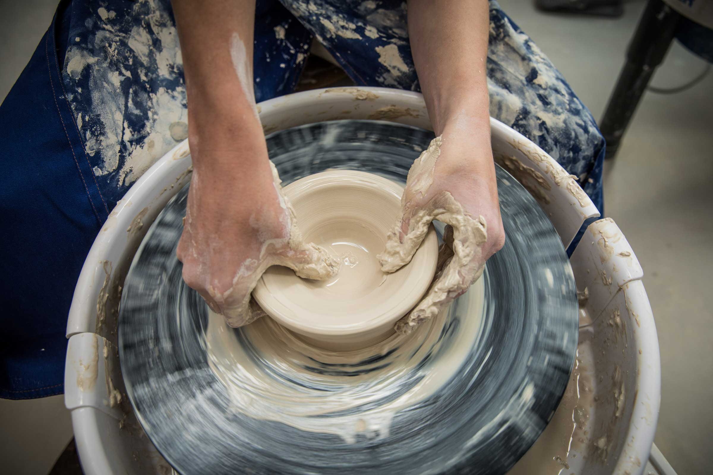 Working in the ceramics studio at Forman